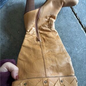 Coach Tan Leather Heeled Boots